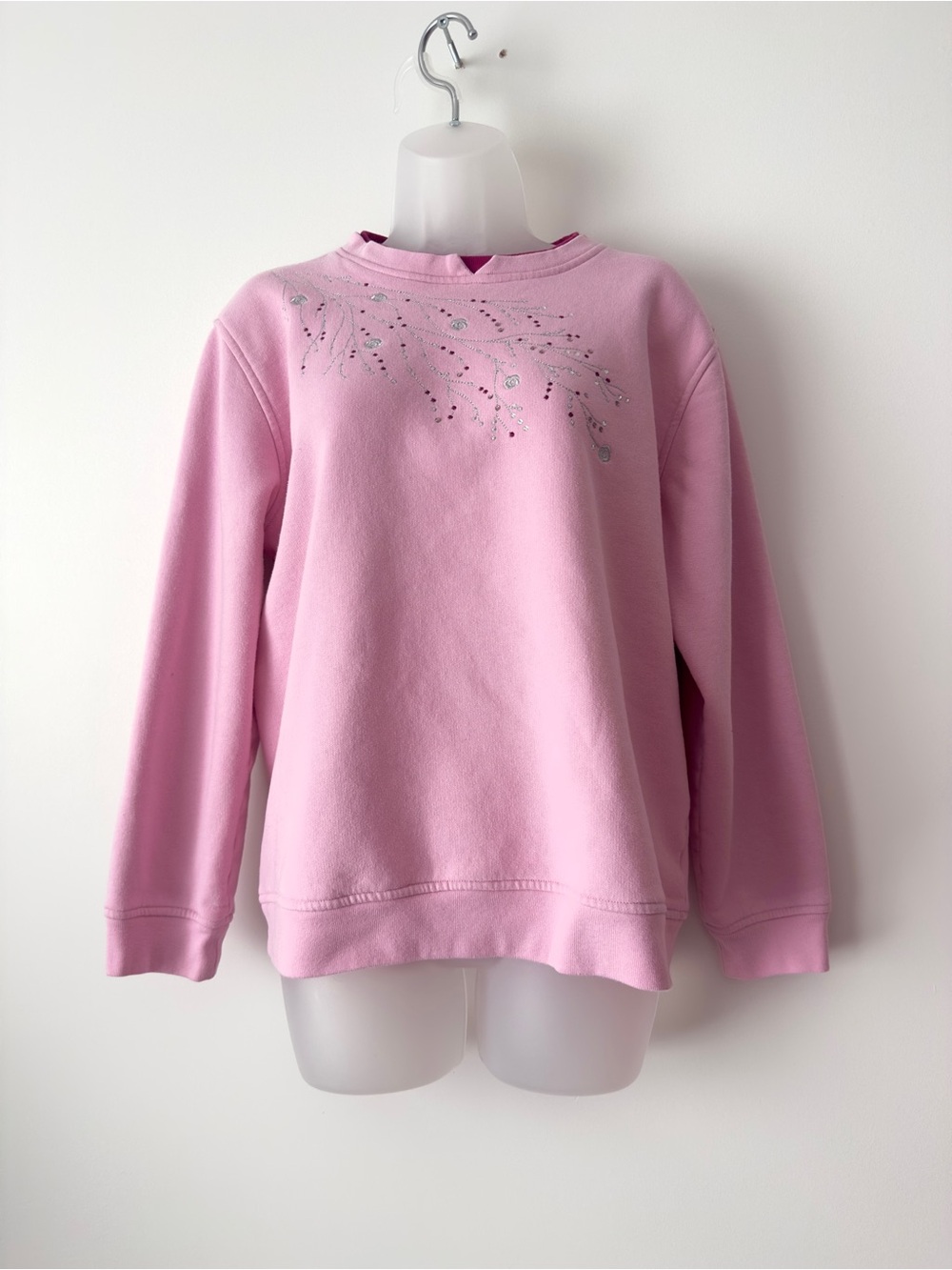 vintage pink embroidered floral sweatshirt